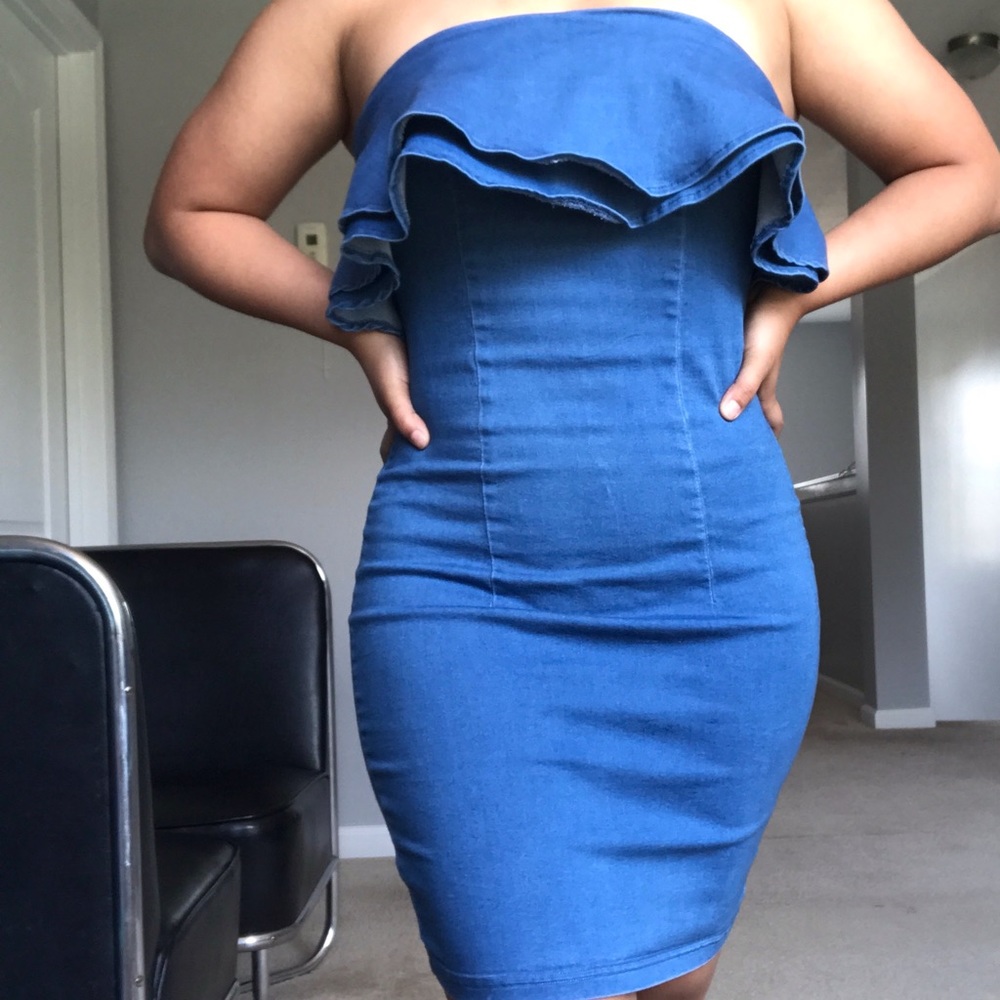 Active USA strapless denim dress